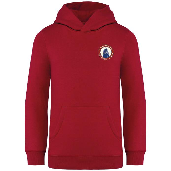 Kinder Hoodie Bio – Hibiscus Red – Größe 10/12 Jahre